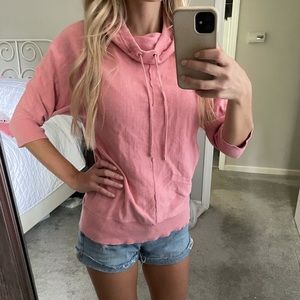Pink short sleeve cowl neck sweater